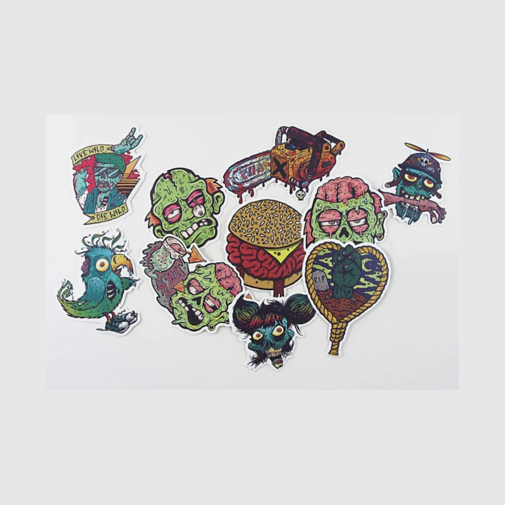 Zombie Sticker Pack - 12 Large Stickers